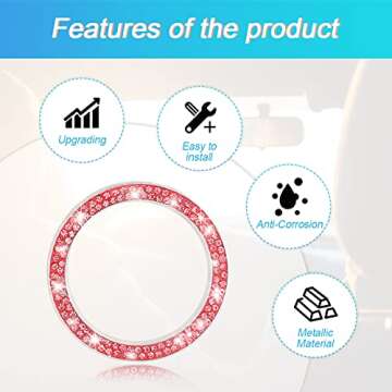 Stylish Car Bling Rhinestone Engine Start Ring for Women