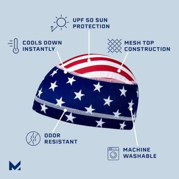 Mission Cooling Helmet Liner, USA Flag - Lightweight & Breathable - Cools Up to 2 Hours - UPF 50 Sun...