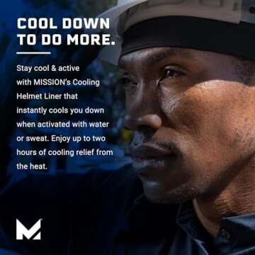 Mission Cooling Helmet Liner, USA Flag - Lightweight & Breathable - Cools Up to 2 Hours - UPF 50 Sun Protection - Machine Washable