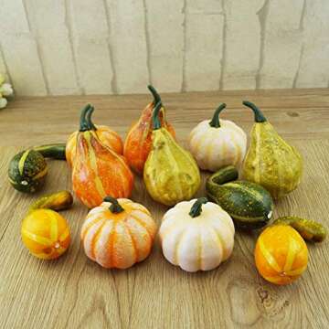 yofit 12 Pcs Artificial Pumpkins for Thanksgiving Home Decor