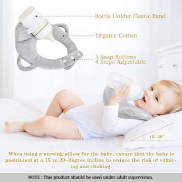 YURRLFUA Baby Bottle Holder: Adjustable Nursing Pillow Support for Self-Feeding Newborns