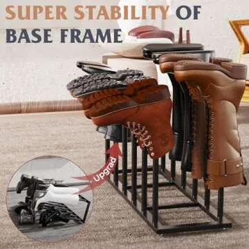 Boot Rack, 19.5 Inches Boot Rack Organizer Tall Boots, Stainless Steel Boot Storage Holder, Free Standing Boot Racks for 6 Pairs Entryway, Closet, Black