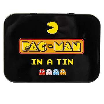 Pac-Man Arcade in a Tin - Classic Pacman Arcade Game. Full Color 8-bit Game Includes 4” Screen, Original Sounds, Official Gameplay, D-Pad Control. Officially Licensed Pac-Man Merchandise