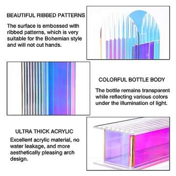 Fixwal Acrylic Flowers Vase for Home Decor, Rectangular Iridescent Clear Vase 9.4x3.1 Inches Aesthetic Room Decor, Clear Boho Style Artistic Transparent Vase, Wedding, Bedroom or Office Decorations