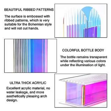 Fixwal Acrylic Flowers Vase for Home Decor, Rectangular Iridescent Clear Vase 9.4x3.1 Inches Aesthetic Room Decor, Clear Boho Style Artistic Transparent Vase, Wedding, Bedroom or Office Decorations