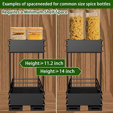 2-Pack Pull Out Spice Rack Organizer for Cabinet - 2 Tier & Durable Spice Cabinet Organizers with Erasable marker, Double Chrome and Rustproof Shelves, 4.2''Wx10.2''Dx8.25''H