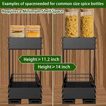 2-Pack Pull Out Spice Rack Organizer for Cabinet - 2 Tier & Durable Spice Cabinet Organizers with Erasable marker, Double Chrome and Rustproof Shelves, 4.2''Wx10.2''Dx8.25''H