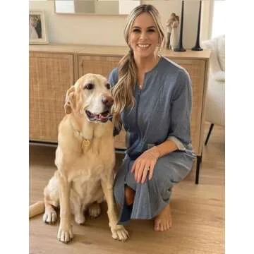 Ekouaer Women Zipper Robe 3/4 Sleeves Loungewear Dress Full Length Sleepwear Pockets Housecoat Nightgown Long Bathrobe