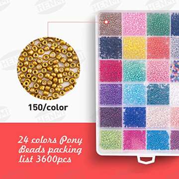 HENMI 5040 pcs Pony Beads Kit for Kids Crafting