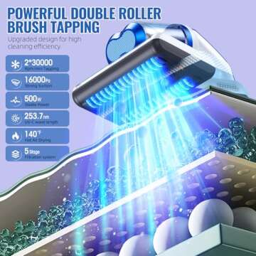 JPHYLL Mattress Vacuum Cleaner: 16Kpa Suction & UV-C Light for Deep Cleaning