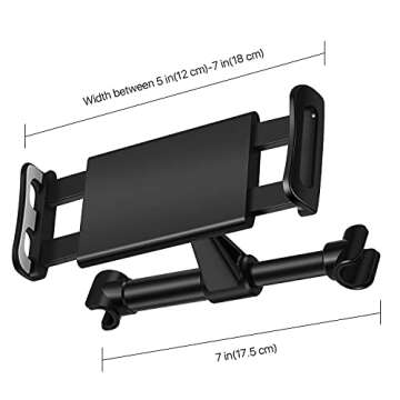 TNP Car Headrest Mount Holder for Nintendo Switch, iPhone, iPad Pro/Air/Mini, Other 4.7-12.9" Tablet Smartphone, Back Seat Head Rest Passenger Cradle Stand 360 Degree Rotation