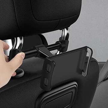 TNP Car Headrest Mount Holder for Nintendo Switch, iPhone, iPad Pro/Air/Mini, Other 4.7-12.9" Tablet Smartphone, Back Seat Head Rest Passenger Cradle Stand 360 Degree Rotation