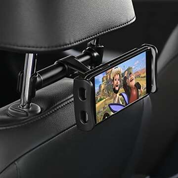 TNP Car Headrest Mount Holder for Nintendo Switch, iPhone, iPad Pro/Air/Mini, Other 4.7-12.9" Tablet Smartphone, Back Seat Head Rest Passenger Cradle Stand 360 Degree Rotation