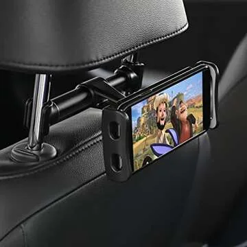 TNP Car Headrest Mount Holder for Nintendo Switch, iPhone, iPad Pro/Air/Mini, Other 4.7-12.9" Tablet Smartphone, Back Seat Head Rest Passenger Cradle Stand 360 Degree Rotation