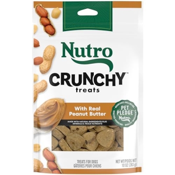 NUTRO Crunchy Dog Treats with Real Peanut Butter for Dogs - 10 oz Bag