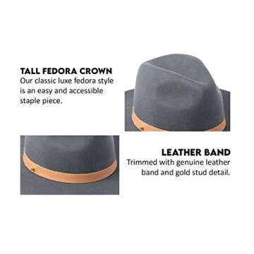 Lack of Color Women's The Rocco Classic Luxe Fedora (Charcoal Grey, MD (57cm))