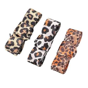 Yilinbao Fashion Leopard Shoe Laces, Soft Satin Ribbon Shoelaces for Casual Shoes Shoestring for Women Girls 2CM Wide 1 Pair (leopard 3)