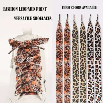 Yilinbao Fashion Leopard Shoe Laces, Soft Satin Ribbon Shoelaces for Casual Shoes Shoestring for Women Girls 2CM Wide 1 Pair (leopard 3)