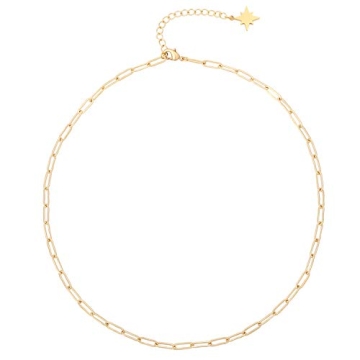 18k Gold Paperclip Choker Necklace for Women
