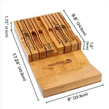 Elegant Utoplike In-Drawer Bamboo Knife Block for Organisation