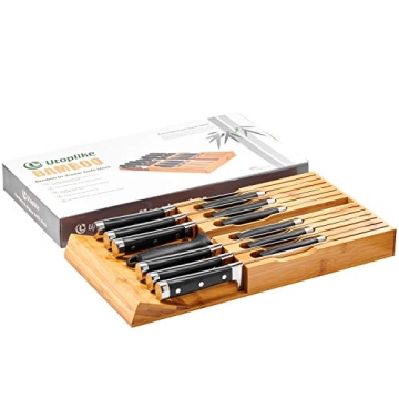 Elegant Utoplike In-Drawer Bamboo Knife Block for Organisation