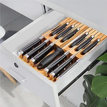 Elegant Utoplike In-Drawer Bamboo Knife Block for Organisation