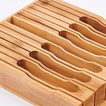 Elegant Utoplike In-Drawer Bamboo Knife Block for Organisation
