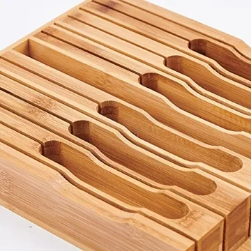 Elegant Utoplike In-Drawer Bamboo Knife Block for Organisation