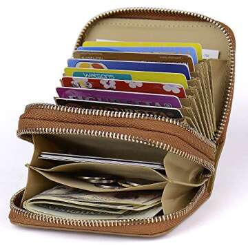 SHANSHUI Credit Card Holder, RFID Blocking Primely Genuine Leather Women Wallet Security Travel Hold...