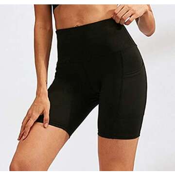 Aoliks Women's 8" Biker Shorts with Pockets High Waist Tummy Control Running Workout Spandex Gym Volleyball Yoga Shorts