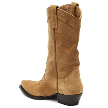 YIYA Western Suede Cowboy Boots for Stylish Comfort