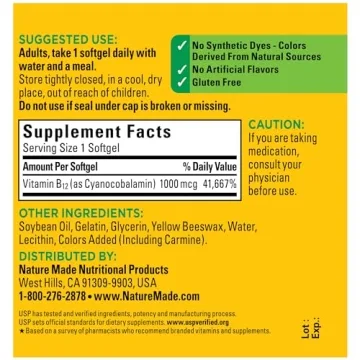 Nature Made Vitamin B12 1000 mcg Energy Support Softgels