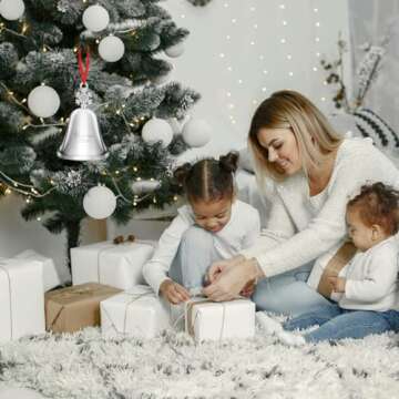 2024 Christmas Bell, Annual Christmas Bell, Silver Bell Ornament for Christmas Decorations, Bell Ornament for Christmas Anniversary, Annual Bell with 2 Ribbon (Snowflake Christmas Bells)