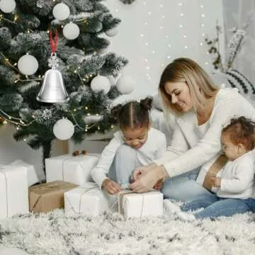 2024 Christmas Bell, Annual Christmas Bell, Silver Bell Ornament for Christmas Decorations, Bell Ornament for Christmas Anniversary, Annual Bell with 2 Ribbon (Snowflake Christmas Bells)