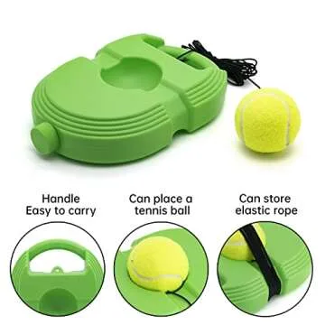 CHEGIF Tennis Trainer Rebound Ball with 3 String Balls, Solo Tennis Training Equipment,Portable Tennis Practice Training Tools for Adults, Olders, Beginners Sport Exercise-Green
