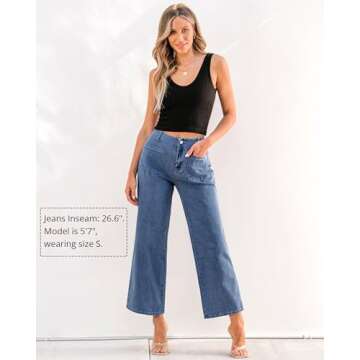 GRAPENT High Waisted Pants for Women Dressy High Waisted Trousers Women Hot Pants Jean Outfits for Women Jeans Baggy Jeans for Women Baggy Color Classic Blue Size M Medium Size 8 Size 10