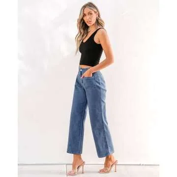 GRAPENT High Waisted Pants for Women Dressy High Waisted Trousers Women Hot Pants Jean Outfits for Women Jeans Baggy Jeans for Women Baggy Color Classic Blue Size M Medium Size 8 Size 10