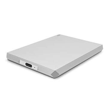 LaCie Mobile Drive 2TB External Hard Drive HDD – Moon Silver USB-C USB 3.0, 3.1 for Mac and PC Computer Desktop Workstation Laptop (STHG2000400)