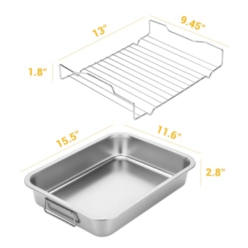 Tifanso Stainless Steel Roasting Pan for Versatile Cooking