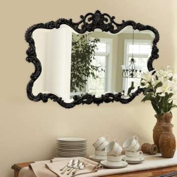 Howard Elliott Antiqued Talida Mirror, Ornate Mirror for Wall Focal Point, Rectangular Vanity Bedroo...