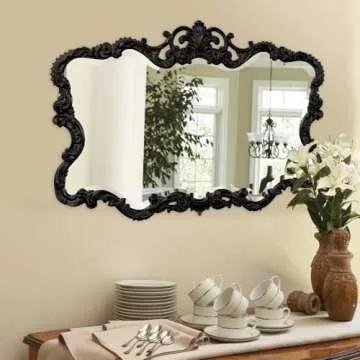 Howard Elliott Antiqued Talida Mirror, Ornate Mirror for Wall Focal Point, Rectangular Vanity Bedroo...