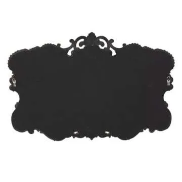 Howard Elliott Antiqued Talida Mirror, Ornate Mirror for Wall Focal Point, Rectangular Vanity Bedroom Wall Mounted Mirror,Resin Frame, Glossy Black, 27 Inch x 38 Inch x 1 Inch