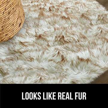 Gorilla Grip Fluffy Faux Fur Rug, Machine Washable Soft Furry Area Rugs, Rubber Backing, Plush Floor Carpets for Baby Nursery, Bedroom, Living Room Shag Carpet, Luxury Home Decor, 2x4, Frosted