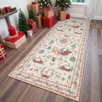 Lahome Christmas Runner Rug 2x6 - Soft Beige Holiday Decor