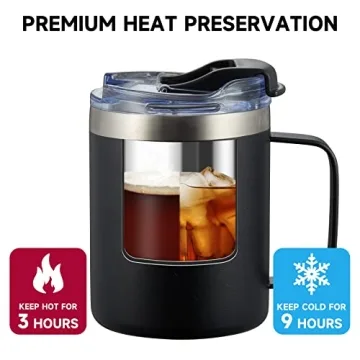 ALOUFEA 12oz Insulated Coffee Mug - Travel Friendly