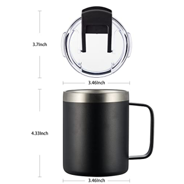 ALOUFEA 12oz Insulated Coffee Mug - Travel Friendly