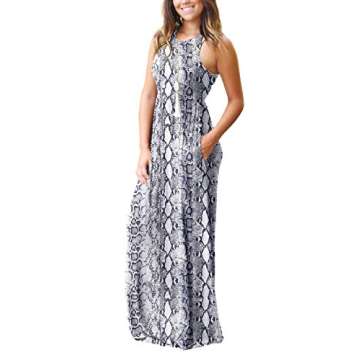 GRECERELLE Women's Casual Loose Long Dress Sleeveless Floral Print Maxi Dresses with Pockets