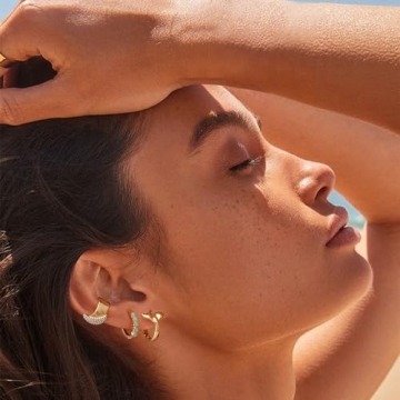 MYEARS Gold Flower Hoop Earrings Hypoallergenic Stylish