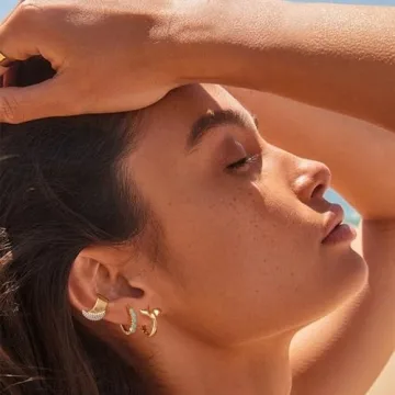 MYEARS Gold Flower Hoop Earrings Hypoallergenic Stylish