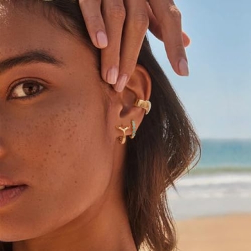 MYEARS Gold Flower Hoop Earrings Hypoallergenic Stylish